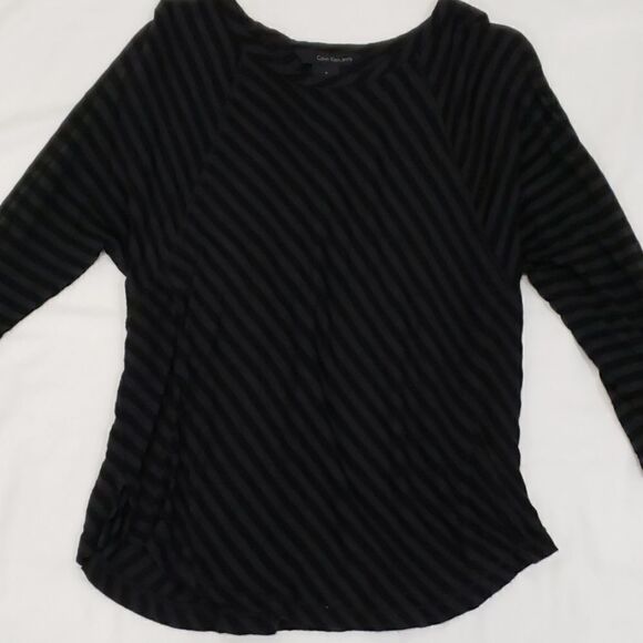 Calvin Klein black on black stripe top - Picture 1 of 4